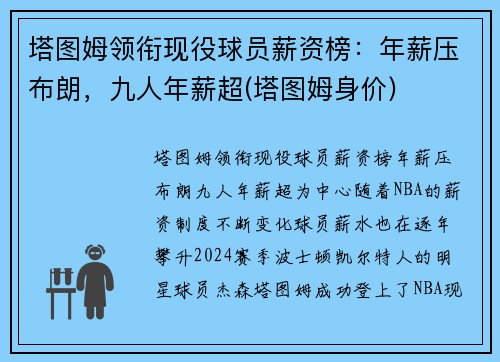 塔图姆领衔现役球员薪资榜：年薪压布朗，九人年薪超(塔图姆身价)